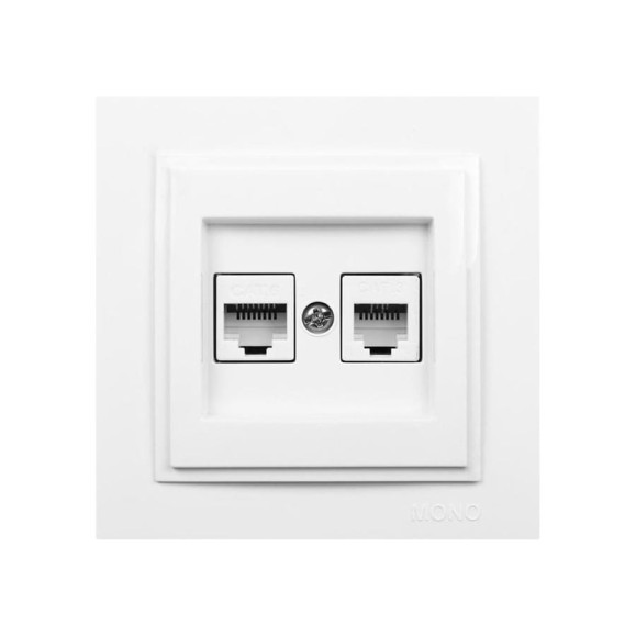 Розетка компьютерная + телефонная цифровая (RJ45 CAT 6, RJ11 CAT3) MONO ELECTRIC Despina Титан 102-222205-132