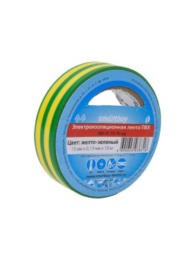 Изолента Smartbuy 0.13х15 мм, 10 метров, желто-зеленая SBE-IT-15-10-yg Изолента Smartbuy 0.13х15 мм, 10 метров, желто-зеленая SBE-IT-15-10-yg