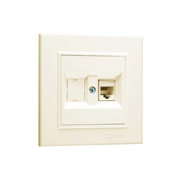 Розетка компютерная MAKEL CAT5 + гнездо СП Karea IP20 кремовый 56010035