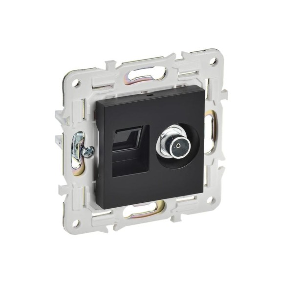 Розетка двойная IEK SKANDY TV+RJ45 кат.5E SK-A14Bl черный SK-AK20-1-K02 Розетка двойная IEK SKANDY TV+RJ45 кат.5E SK-A14Bl черный SK-AK20-1-K02