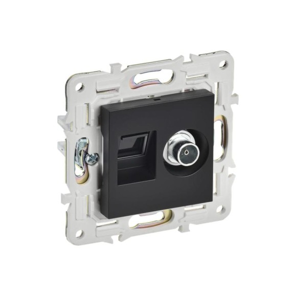 Розетка двойная IEK SKANDY TV+RJ45 кат.6E SK-A15Bl черный SK-AK20-2-K02 Розетка двойная IEK SKANDY TV+RJ45 кат.6E SK-A15Bl черный SK-AK20-2-K02
