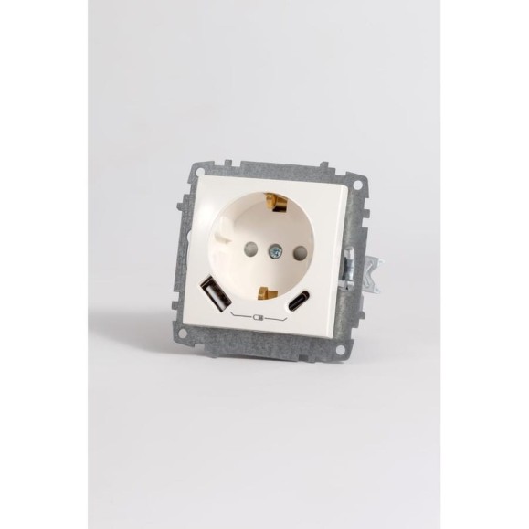 Розетка Elbi Zena Vega белый с/з зарядка (Type C+USB) 5V 2400 mA 609-010200-334 Розетка Elbi Zena Vega белый с/з зарядка (Type C+USB) 5V 2400 mA 609-010200-334