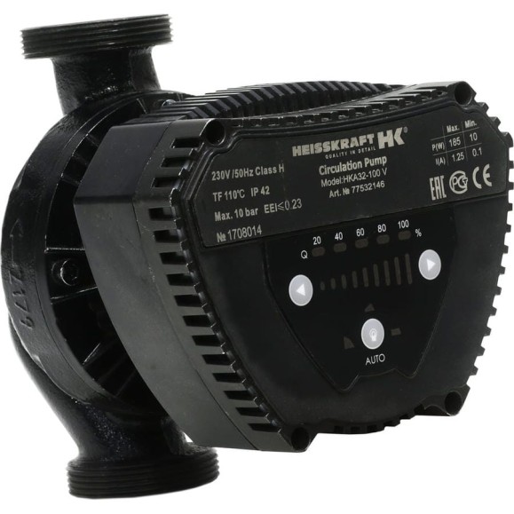 Насос Heisskraft HKA 25-60, 1x230 В, G 1 1/2", PN 10, 180 мм, энергоэффективный, с гайками G 1 1/2'' - Rp 1" 77525141 Насос Heisskraft HKA 25-60, 1x230 В, G 1 1/2", PN 10, 180 мм, энергоэффективный, с гайками G 1 1/2'' - Rp 1" 77525141