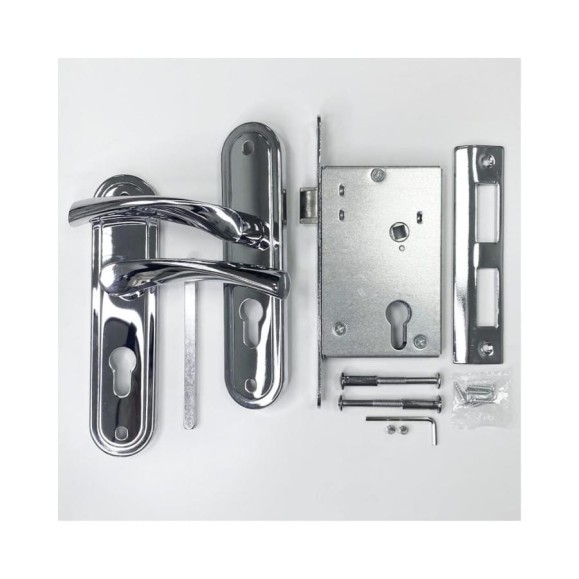 Врезной замок в комплекте с ручкой VETTORE 5523-2 CP хром 20540