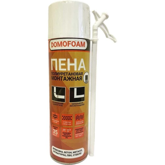 Монтажная пена DOMOFOAM бытовая, всесезонная, 0.4 л 9782098 Монтажная пена DOMOFOAM бытовая, всесезонная, 0.4 л 9782098