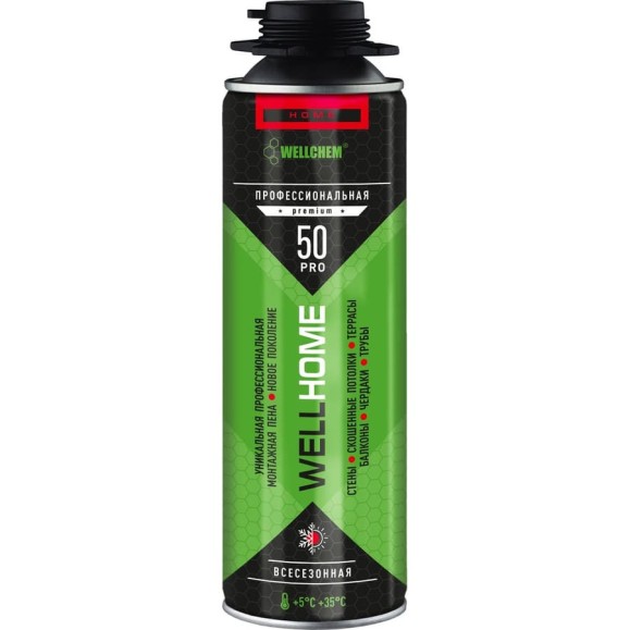Пена монтажная профессиональная WELLFOAM вссесезоная WELLHOME PRO50 Premium WHAS50PP