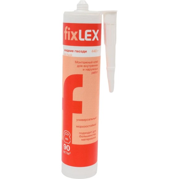 Монтажный клей LEX Fix белый, 440 гр, картридж 50029918 Монтажный клей LEX Fix белый, 440 гр, картридж 50029918