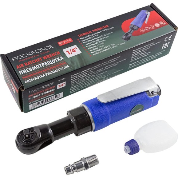 Пневмотрещотка с прорезиненной рукояткой Rockforce штуцер 1/4 RF-RP7414(50373) Пневмотрещотка с прорезиненной рукояткой Rockforce штуцер 1/4 RF-RP7414(50373)