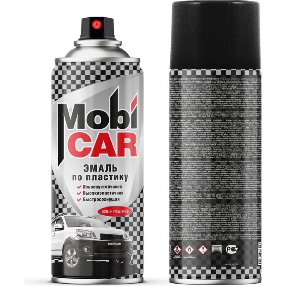 Аэрозольная эмаль по пластику Mobicar 520 мл, чёрный матовый 0527-02 MC Аэрозольная эмаль по пластику Mobicar 520 мл, чёрный матовый 0527-02 MC