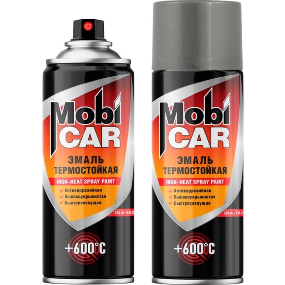 Аэрозольная эмаль термостойкая +600С Mobicar 520 мл, серебристый 0538-9006 MC Аэрозольная эмаль термостойкая +600С Mobicar 520 мл, серебристый 0538-9006 MC