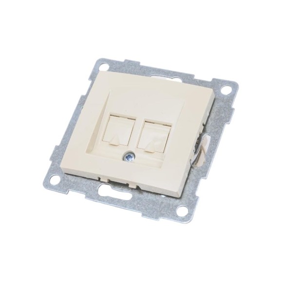 Механизм компьютерной и телефонной розетки GUSI ELECTRIC Bravo RJ45, RJ12, СУ, бежевый С10КТ-003