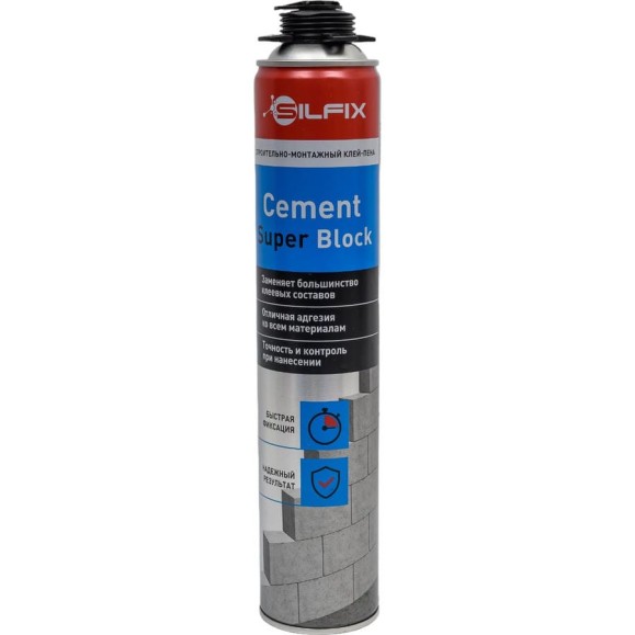 Клей-пена для газобетонных блоков Silfix Cement super block, 750 мл. SFCSB750 Клей-пена для газобетонных блоков Silfix Cement super block, 750 мл. SFCSB750