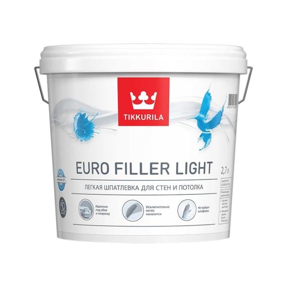 Шпаклевка легкая Евро Филлер лайт Kta 2.7 л Tikkurila 700009482 Шпаклевка легкая Евро Филлер лайт Kta 2.7 л Tikkurila 700009482
