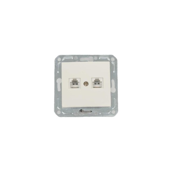 Двухместная телефонная розетка RJ -11, крем Volsten Violet V01-22-F22-M 9141 Двухместная телефонная розетка RJ -11, крем Volsten Violet V01-22-F22-M 9141