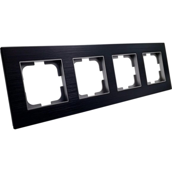 Рамка 4-местная Ovivo PRIME ELEMENTS ALUMINIUM, черный/серебро 403-500020-228 Рамка 4-местная Ovivo PRIME ELEMENTS ALUMINIUM, черный/серебро 403-500020-228