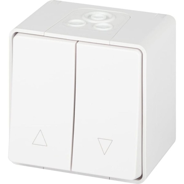 Переключатель ЭРА Эксперт 11-1508-01 для жалюзи кнопочный IP55, 10АХ250В, ОУ, белый Б0063251