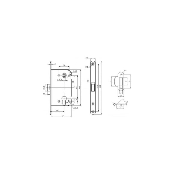 Корпус замка PUNTO PL85-50/BL GR (графит) 49231 Корпус замка PUNTO PL85-50/BL GR (графит) 49231