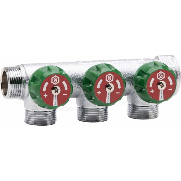 Регулирующий коллектор STOUT 3/4, 3 отвода 1/2 плоское уплотнение SMB-6849-341203 RG008UJEV9C1F4 Регулирующий коллектор STOUT 3/4, 3 отвода 1/2 плоское уплотнение SMB-6849-341203 RG008UJEV9C1F4