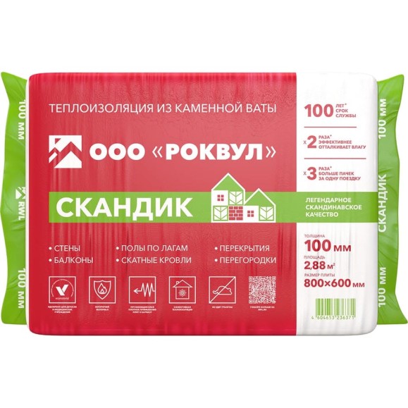 Теплоизоляционная плита RWL ЛАЙТ БАТТС СКАНДИК 100 мм 171943