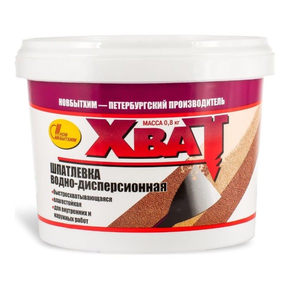 Шпатлевка НОВБЫТХИМ Хват банка 0.8 кг 1241 Шпатлевка НОВБЫТХИМ Хват банка 0.8 кг 1241