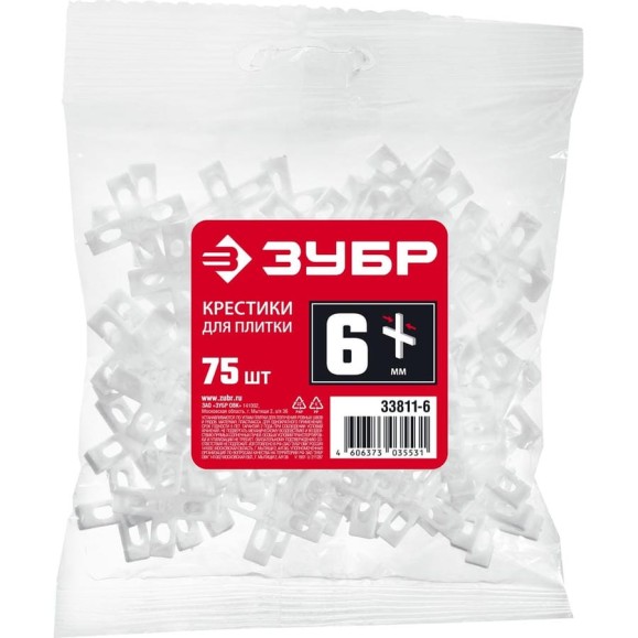 Крестики для кафеля Зубр 6 мм 75 шт. 33811-6