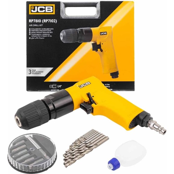 Пневмодрель с реверсом, набором бит и сверл JCB 20 предметов JCB-RP7810 /RP7102/(58338) Пневмодрель с реверсом, набором бит и сверл JCB 20 предметов JCB-RP7810 /RP7102/(58338)