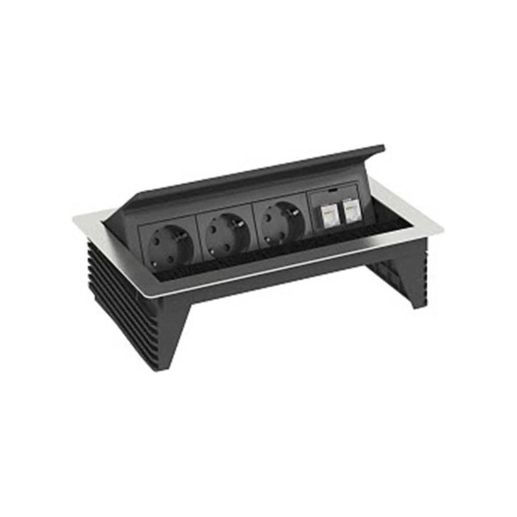 Настольный бокс OBO Bettermann с крышкой DBK укомплектованный (3 розетки 220В Schuko, 2 разъема RJ45 кат.6 экран. (подключение 1:1), кабели 3 м) 6116806 Настольный бокс OBO Bettermann с крышкой DBK укомплектованный (3 розетки 220В Schuko, 2 разъема RJ45 кат.6 экран. (подключение 1:1), кабели 3 м) 6116806
