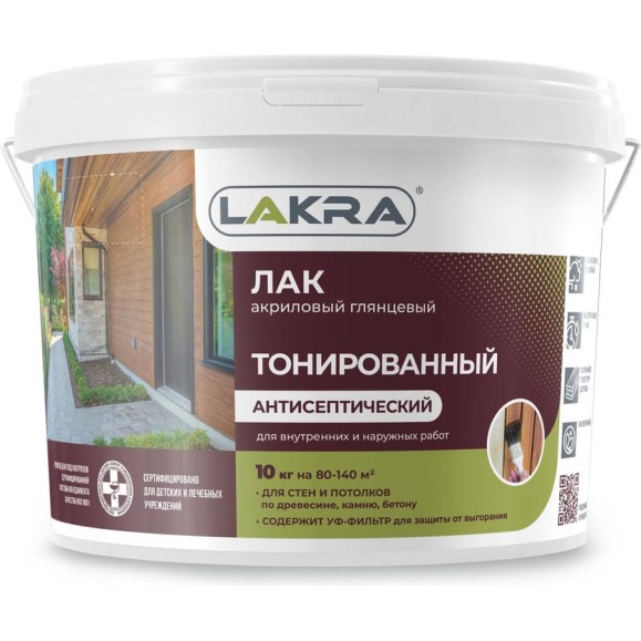 Тонированный лак Лакра бесцветный, в/д, 10 кг 90001537773 Тонированный лак Лакра бесцветный, в/д, 10 кг 90001537773