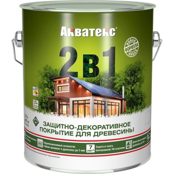 Защитно-декоративное покрытие для дерева АКВАТЕКС 2 в 1 полуматовое, махагон, 2.7 л 257214 Защитно-декоративное покрытие для дерева АКВАТЕКС 2 в 1 полуматовое, махагон, 2.7 л 257214
