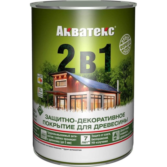Защитно-декоративное покрытие для дерева АКВАТЕКС 2 в 1 полуматовое, ваниль, 0.8 л 257195 Защитно-декоративное покрытие для дерева АКВАТЕКС 2 в 1 полуматовое, ваниль, 0.8 л 257195