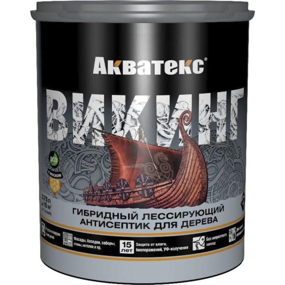 Антисептик для дерева Акватекс Викинг 65074, лессирующий, полуматовый, 0,75 л, белый 272514 Антисептик для дерева Акватекс Викинг 65074, лессирующий, полуматовый, 0,75 л, белый 272514