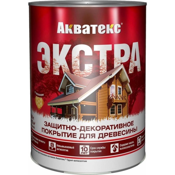 Защитное-декоративное покрытие для дерева Акватекс экстра ваниль, 0.8 л (1/6) Защитное-декоративное покрытие для дерева Акватекс экстра ваниль, 0.8 л (1/6)