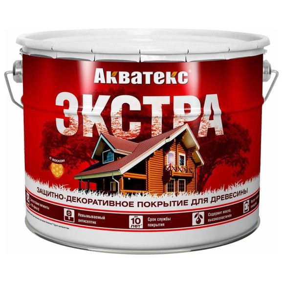 Защитно-декоративное покрытие для дерева АКВАТЕКС ЭКСТРА полуглянцевое, палисандр, 9 л 259788