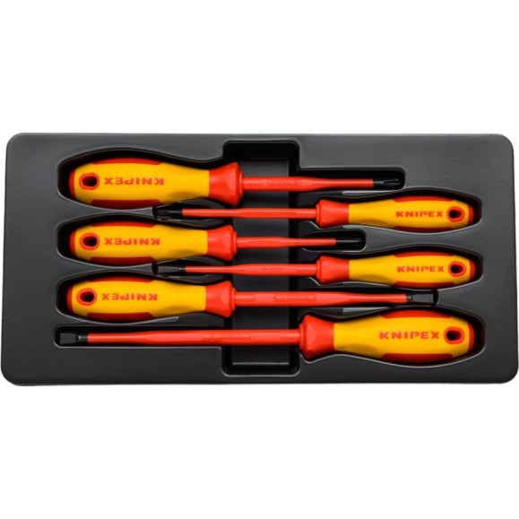 Набор тонких отверток Knipex VDE 1000V, 6 пр.: SL3/4/5.5/6.5 шлиц., PH1/2 крест., KN-002012V02 Набор тонких отверток Knipex VDE 1000V, 6 пр.: SL3/4/5.5/6.5 шлиц., PH1/2 крест., KN-002012V02