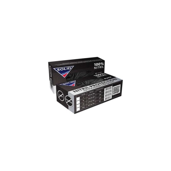Нитриловые перчатки SOLID NITRIL PROTECTION черные, размер L, упаковка 100шт SOLID 575.01.100 Нитриловые перчатки SOLID NITRIL PROTECTION черные, размер L, упаковка 100шт SOLID 575.01.100