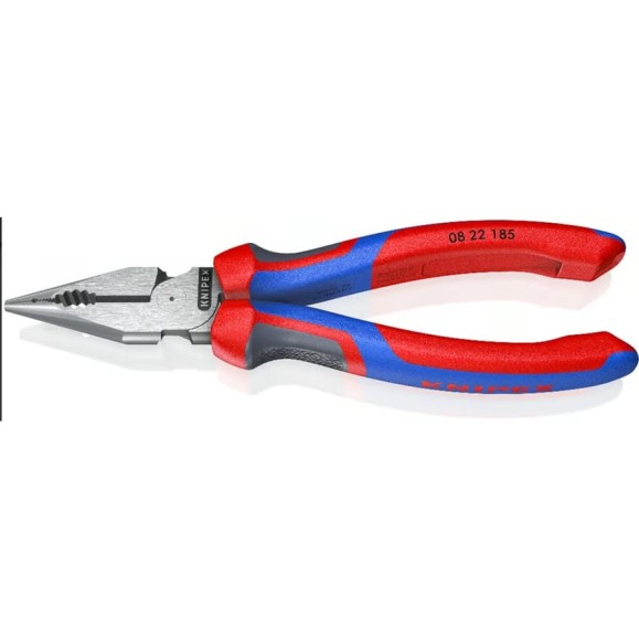 Комбинированные остроконечные плоскогубцы KNIPEX с удлинёнными губками, длина 185 мм, фосфатированные, 3-комп ручки KN-0822185 Комбинированные остроконечные плоскогубцы KNIPEX с удлинёнными губками, длина 185 мм, фосфатированные, 3-комп ручки KN-0822185