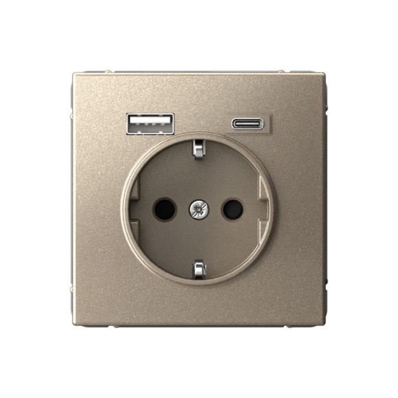 Розетка 16А с 2 USB A+C Systeme Electric ArtGallery Шампань, 5В/2,4А/3,0А, 2x5В/1,5А, механизм GAL000532 Розетка 16А с 2 USB A+C Systeme Electric ArtGallery Шампань, 5В/2,4А/3,0А, 2x5В/1,5А, механизм GAL000532