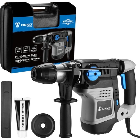 Перфоратор сетевой DEKO ZKH2000W, 2000 Вт, с патроном SDS-max, 10 Дж, в кейсе 084-1030