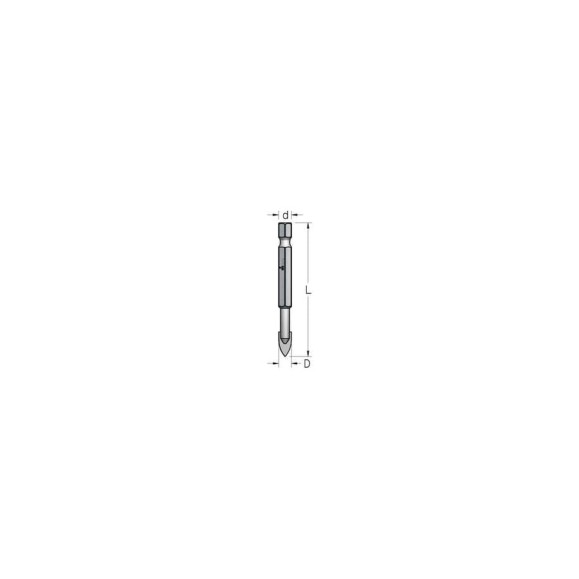 Сверло для стекла и керамики WP D10 мм, L93 мм, хвостовик HEX1/4" WPW HMZ1004