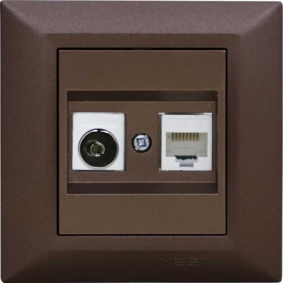 Розетка Metronex Electric Roma Choco для сетевого кабеля LAN + TV FRZTV010102TKR Розетка Metronex Electric Roma Choco для сетевого кабеля LAN + TV FRZTV010102TKR
