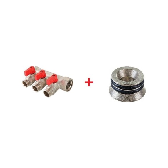 Комплект Valtec _18 VI7 Коллектор с отсекающими кранами, 1x3 вых. 1/2 нар. VTc.580.N.0603 + Адаптер д/коллектора /конус-плоскость/ 1/2 VTc.701.N.04 VT.VI7.K18.5800603.701 Комплект Valtec _18 VI7 Коллектор с отсекающими кранами, 1x3 вых. 1/2 нар. VTc.580.N.0603 + Адаптер д/коллектора /конус-плоскость/ 1/2 VTc.701.N.04 VT.VI7.K18.5800603.701