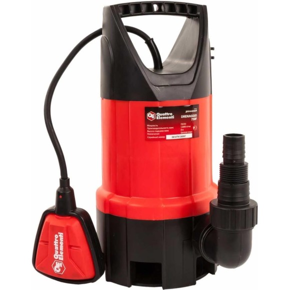 Дренажный насос QUATTRO ELEMENTI Drenaggio 750 F 771-558 Дренажный насос QUATTRO ELEMENTI Drenaggio 750 F 771-558