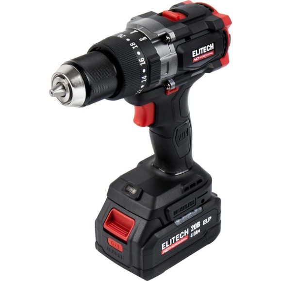 Аккумуляторная дрель Elitech CD 20BL2 (20В, 1х4Ач, 130Нм, BL) HD 205727