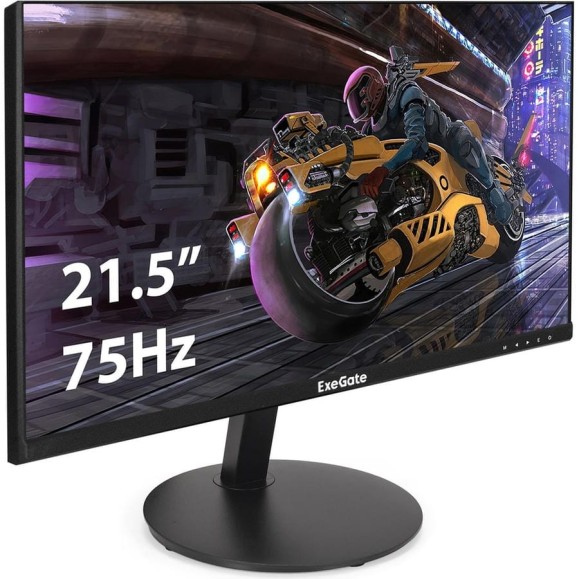 Монитор безрамочный ExeGate с аудио 21.5" SmartView EP2207A IPS LED Grade A+, FHD, 1920x1080 75Гц, 16:9, 250cd/m2, 1000:1, 178/178, 5ms, Speakers, D-Sub, H 295590