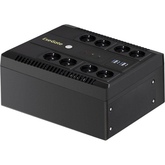 ИБП ExeGate NEO NNB-600.LED.AVR.8SH.CH 600VA/360W, LED, AVR, 8 Schuko, 4 USB-порта для зарядки, Black 293853
