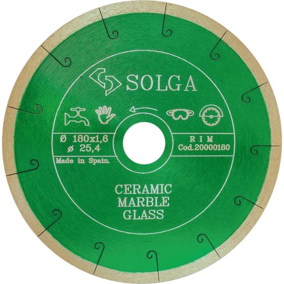 Алмазный диск по керамике Solga Diamant CERAMICS, MARBLE сплошной 180мм/25,4 20000180