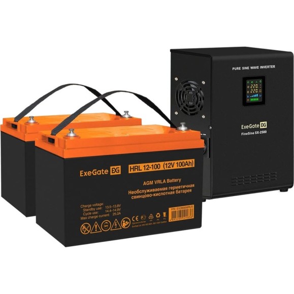 Комплект ExeGate ИБП EX296002RUS + батарея 100Aч EX285656RUS 2шт инвертор, синус, для котла, настенный FineSine SX-2500.LCD.AVR.2SH 2500VA/1800W 296624 Комплект ExeGate ИБП EX296002RUS + батарея 100Aч EX285656RUS 2шт инвертор, синус, для котла, настенный FineSine SX-2500.LCD.AVR.2SH 2500VA/1800W 296624
