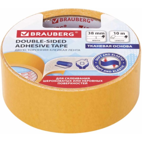 Клейкая двухсторонняя лента BRAUBERG 38 мм х 10 м, тканевая основа 606428 Клейкая двухсторонняя лента BRAUBERG 38 мм х 10 м, тканевая основа 606428