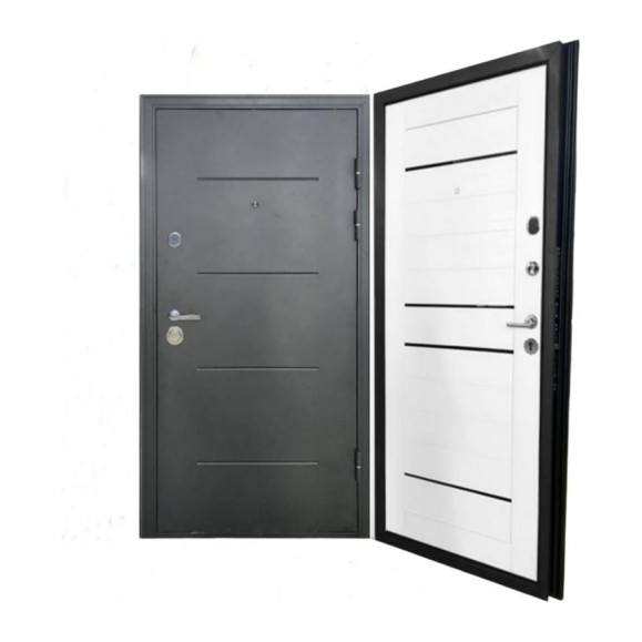 Входная дверь ООО ВДК Кватро Black LS-23 Черный шелк/Царга Ясень белый 960*2050 правая ДМ96