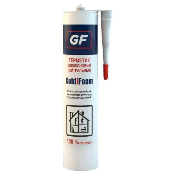 Герметик силиконовый нейтральный GoldiFoam белый, 260 ml 291260022 Герметик силиконовый нейтральный GoldiFoam белый, 260 ml 291260022